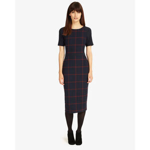 Phase Eight Women's Tammy Check Bodycon Short Sleeve Dress Navy Size 8 US (12UK)